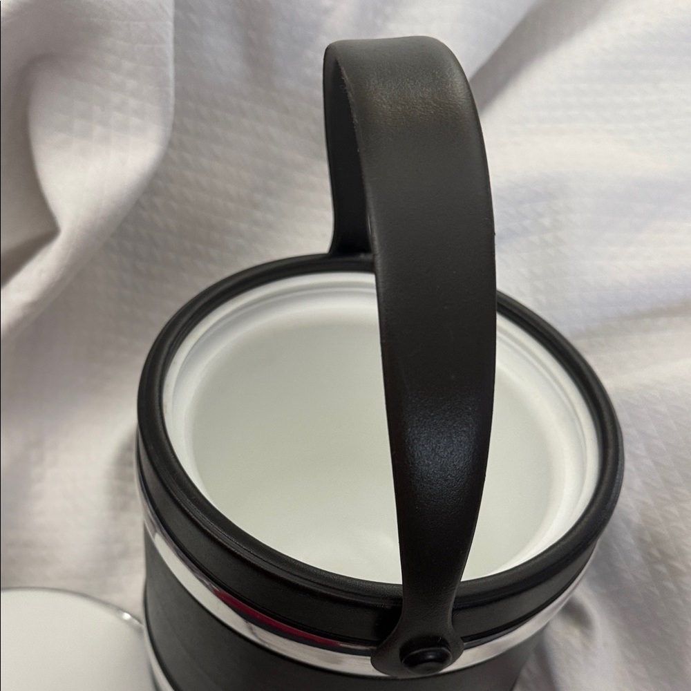 Vintage Kraftware MCM Black Vinyl Ice Bucket - Chrome Style Trim & Lid - Picture 11 of 15